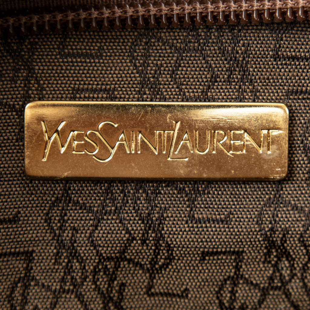Shoulder Bag Studded Y Line Shopping Tote Brown Grained Calfskin Leather