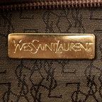 Shoulder Bag Studded Y Line Shopping Tote Brown Grained Calfskin Leather