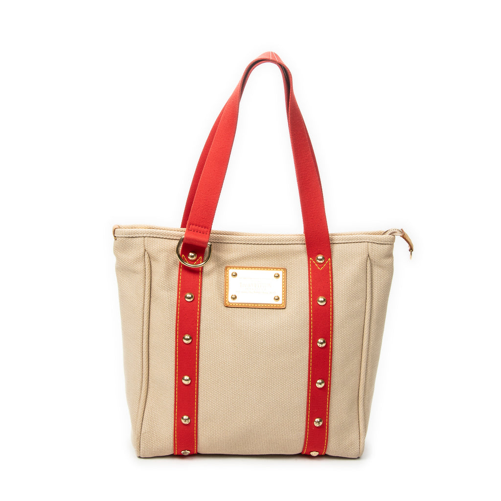 Shoulder Bag Antigua Cabas MM Beige Woven Canvas