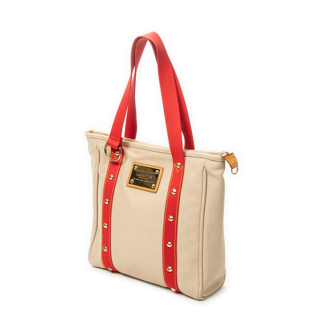 Shoulder Bag Antigua Cabas MM Beige Woven Canvas