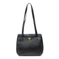 Shoulder Bag Vintage Double Side Tote Black Grained Calfskin Leather