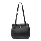 Shoulder Bag Vintage Double Side Tote Black Grained Calfskin Leather