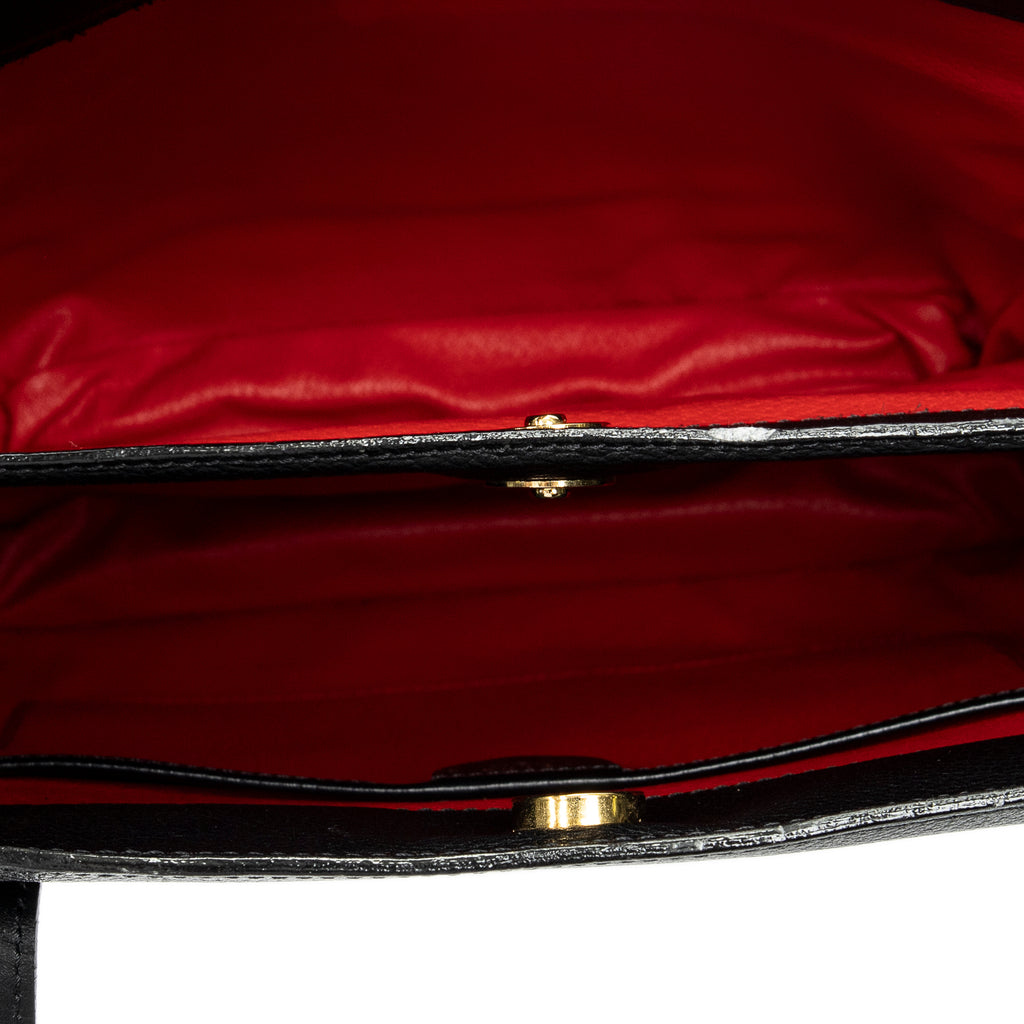 Shoulder Bag Vintage Double Side Tote Black Grained Calfskin Leather