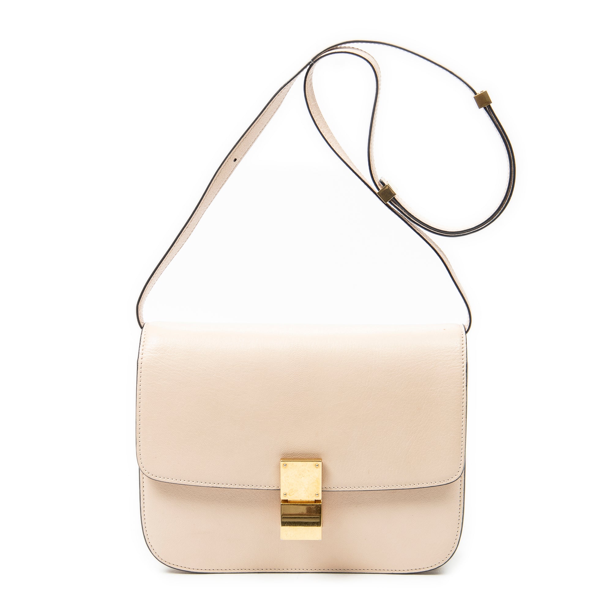 Shoulder Bag Medium Classic Box Crossbody Beige Goatskin Leather