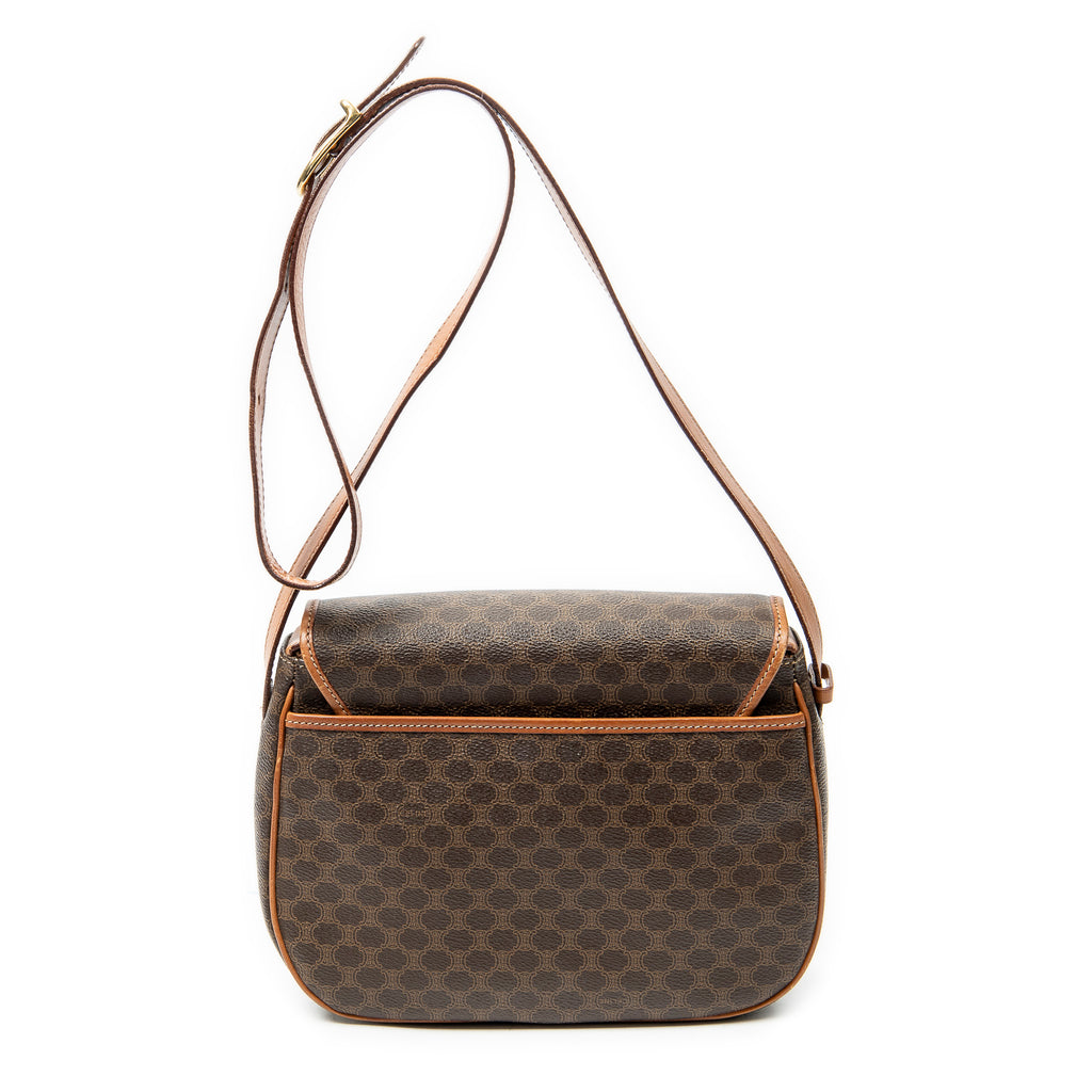 Shoulder Bag Vintage Flap Crossbody Brown Macadam Coated Canvas