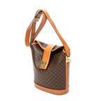 Shoulder Bag Vintage Bucket Crossbody Brown Macadam Coated Canvas