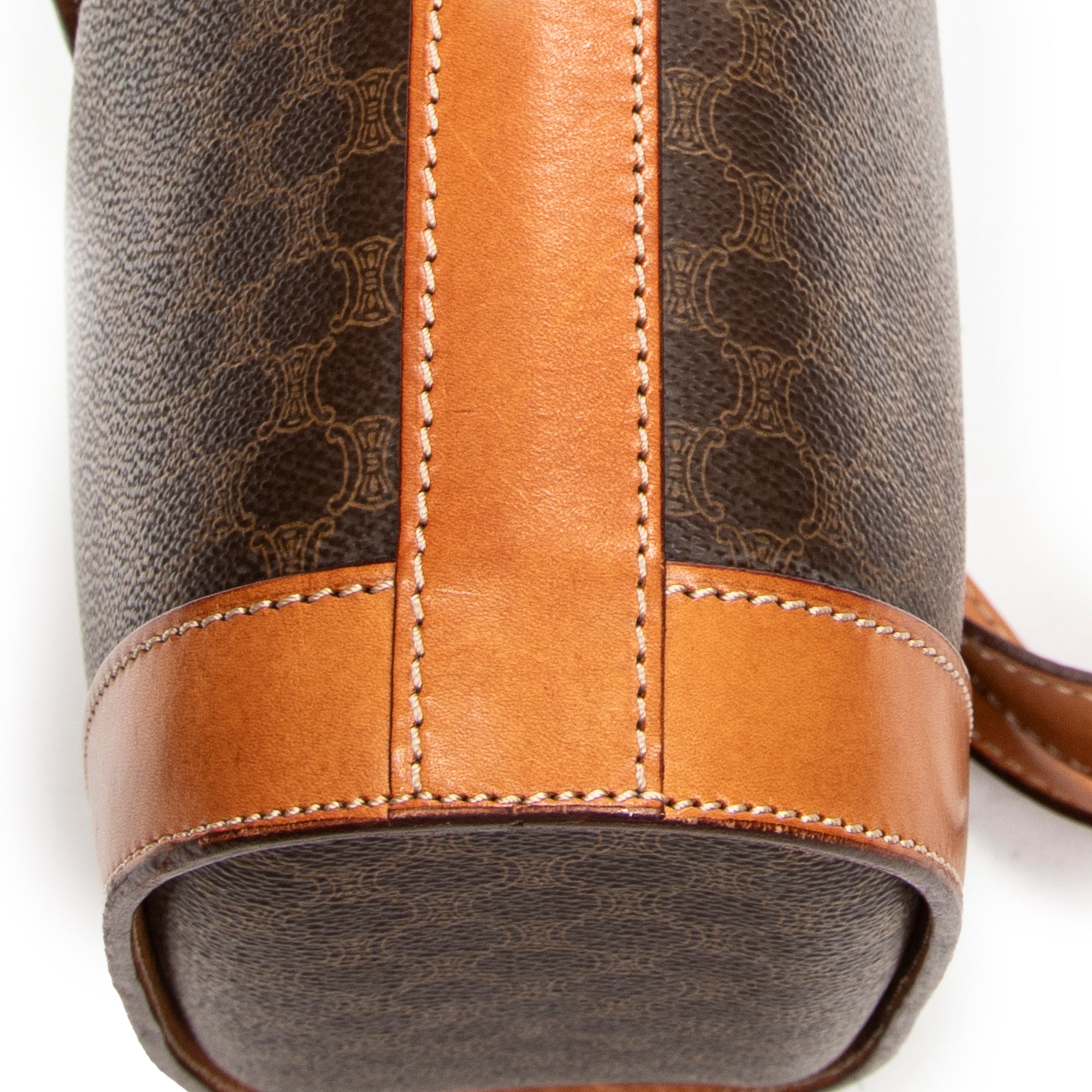 Shoulder Bag Vintage Bucket Crossbody Brown Macadam Coated Canvas