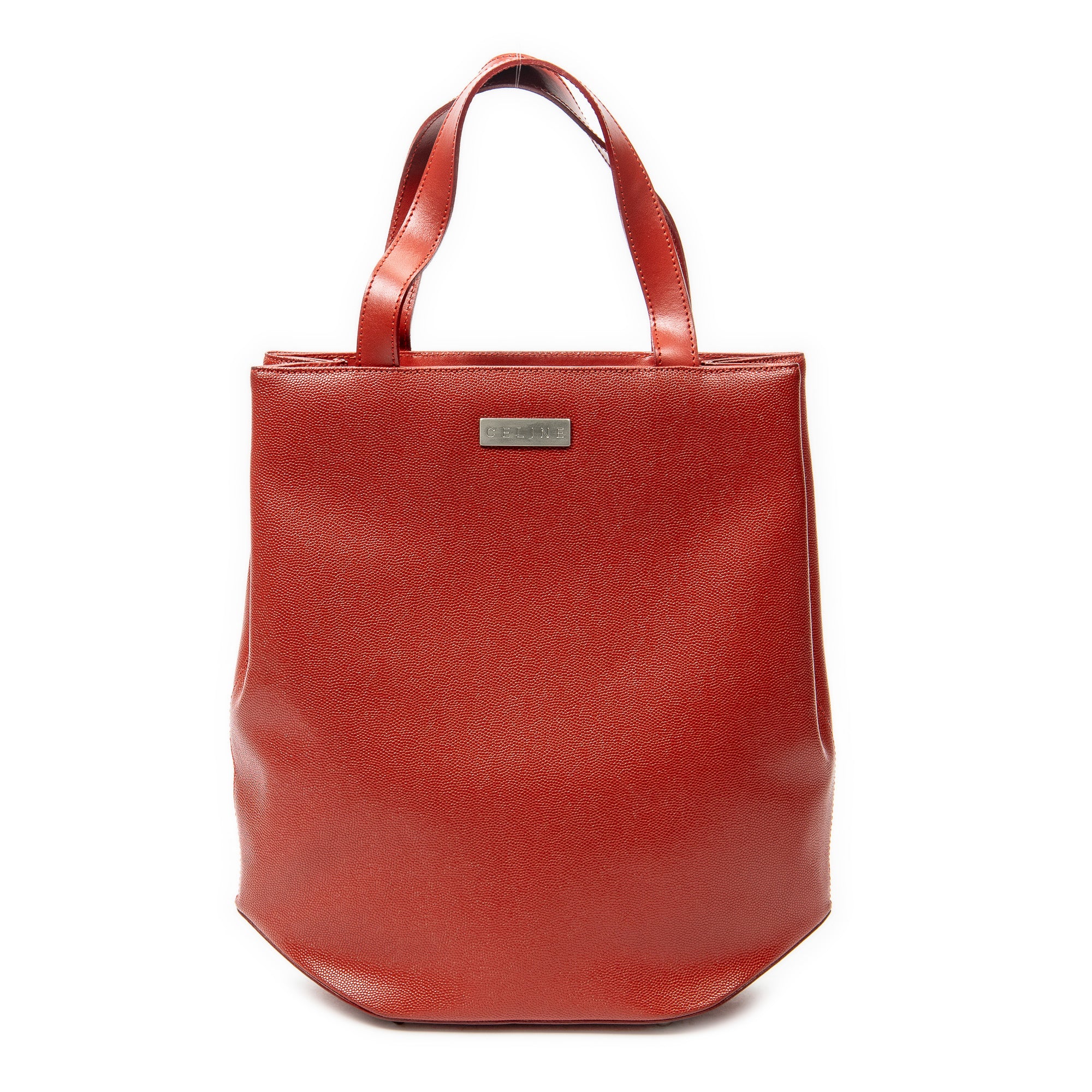 Handbag Vintage Open Tote Red Grained Leather