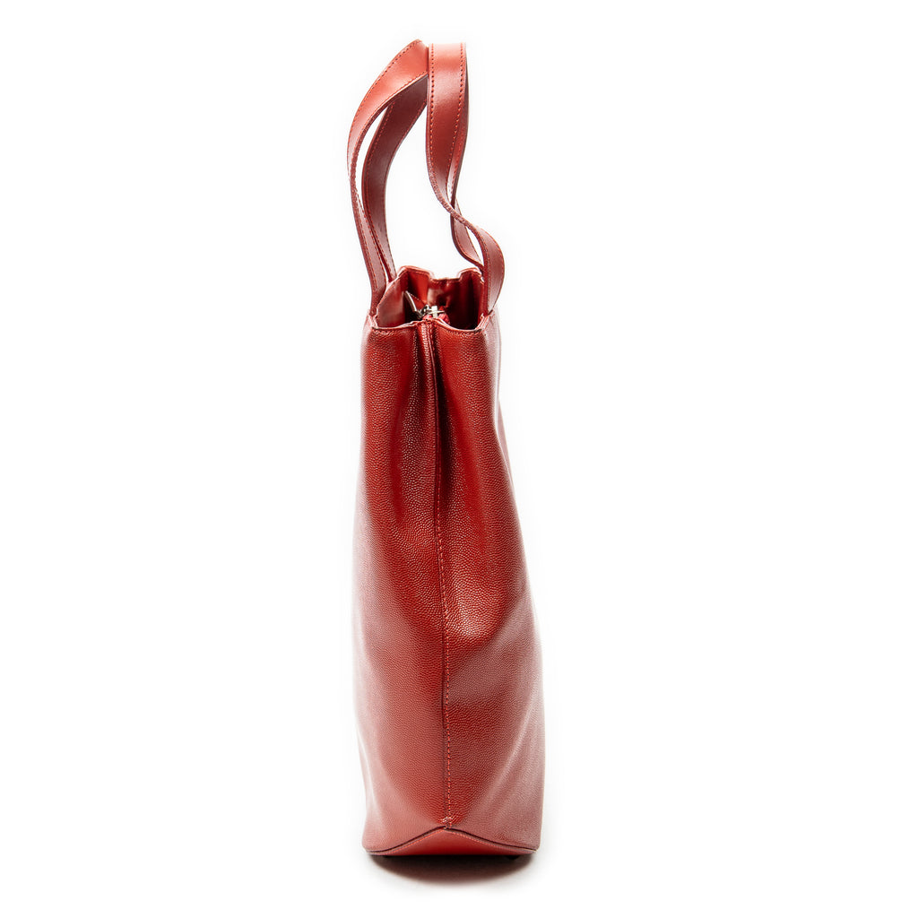 Handbag Vintage Open Tote Red Grained Leather