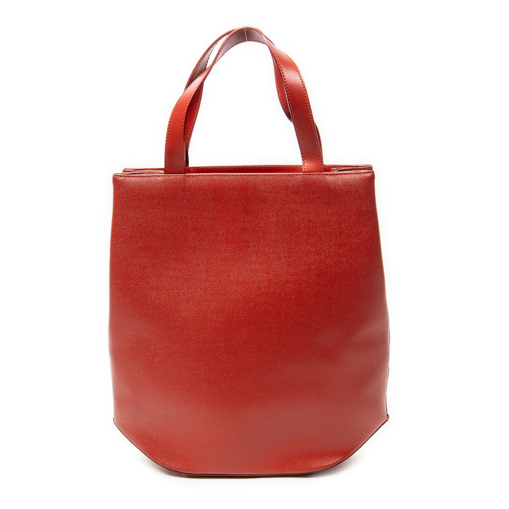 Handbag Vintage Open Tote Red Grained Leather