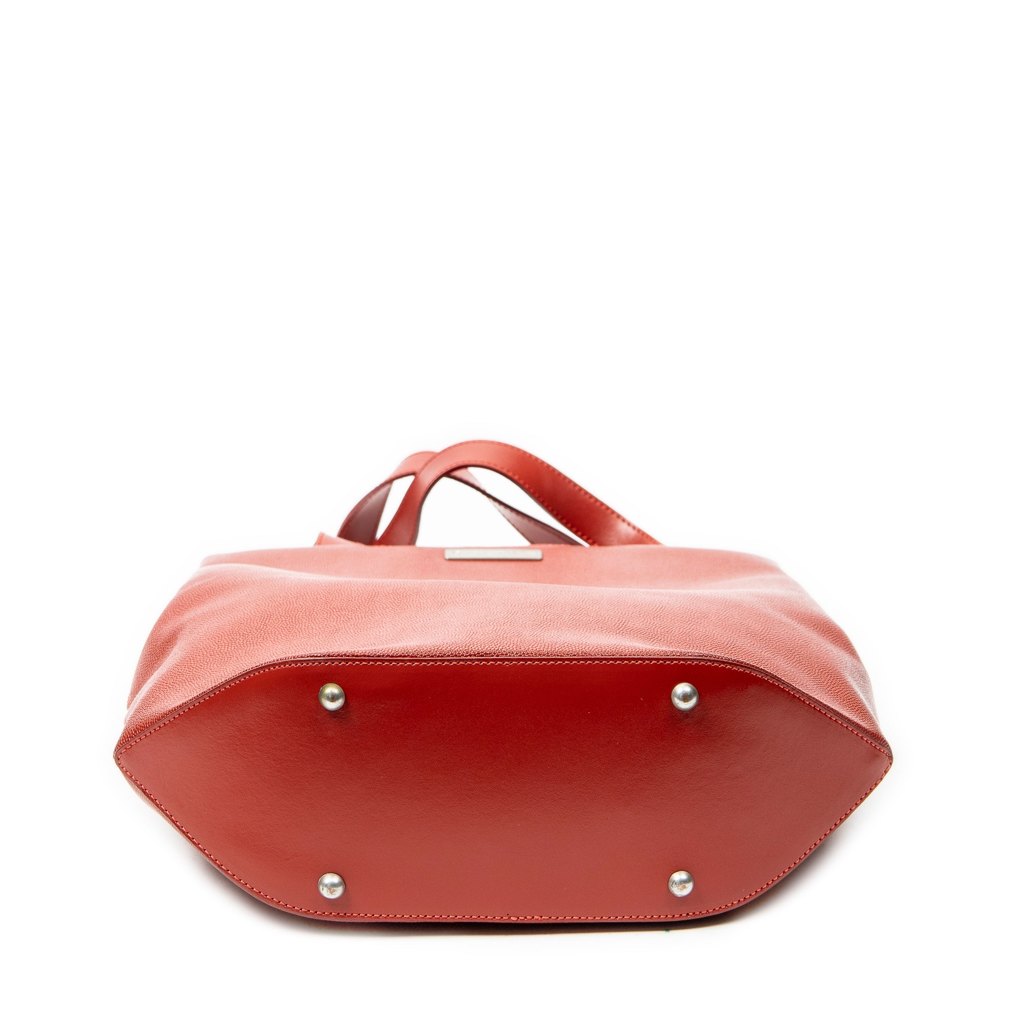 Handbag Vintage Open Tote Red Grained Leather