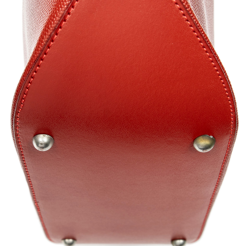 Handbag Vintage Open Tote Red Grained Leather