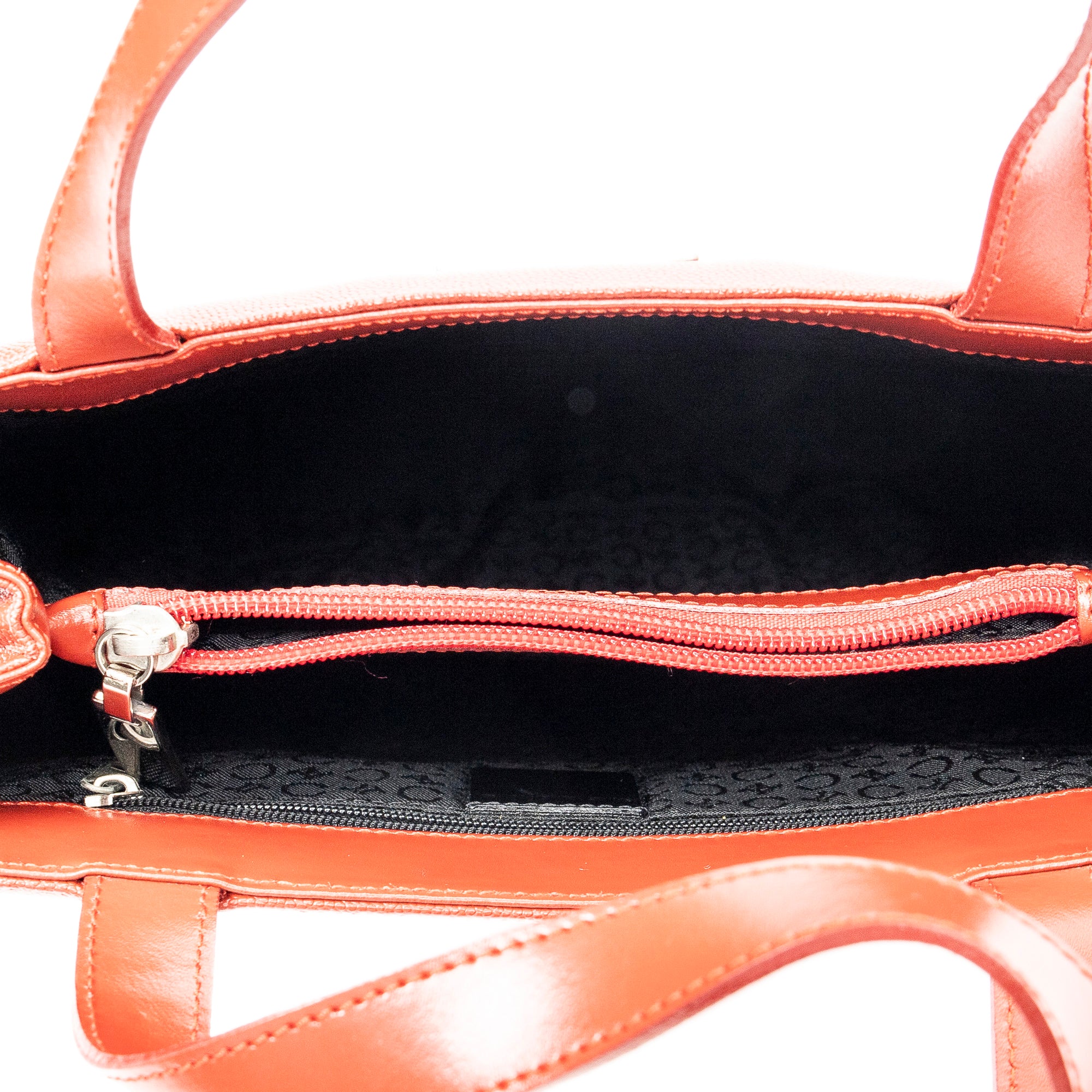 Handbag Vintage Open Tote Red Grained Leather