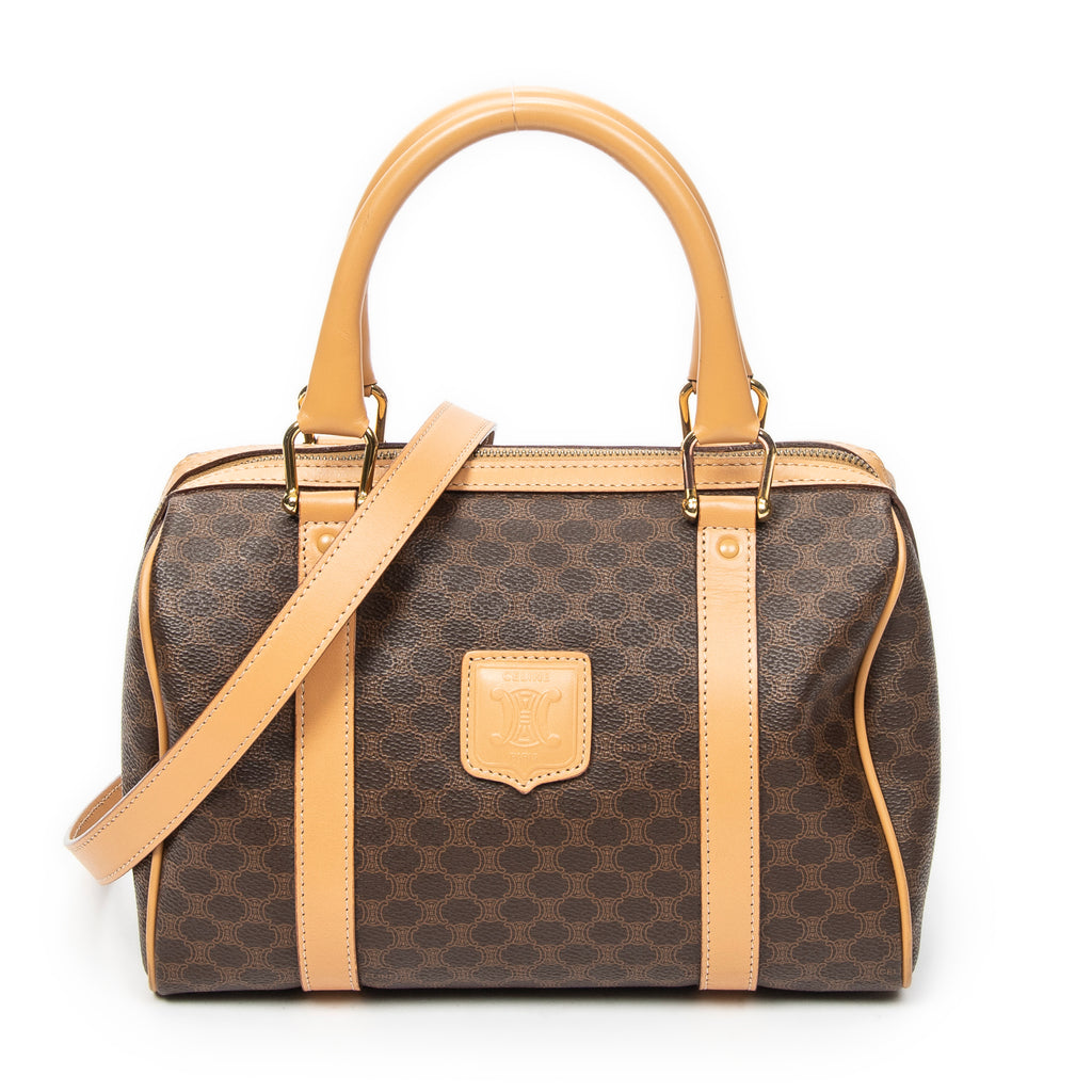Shoulder Bag Mini Boston Brown Macadam Coated Canvas