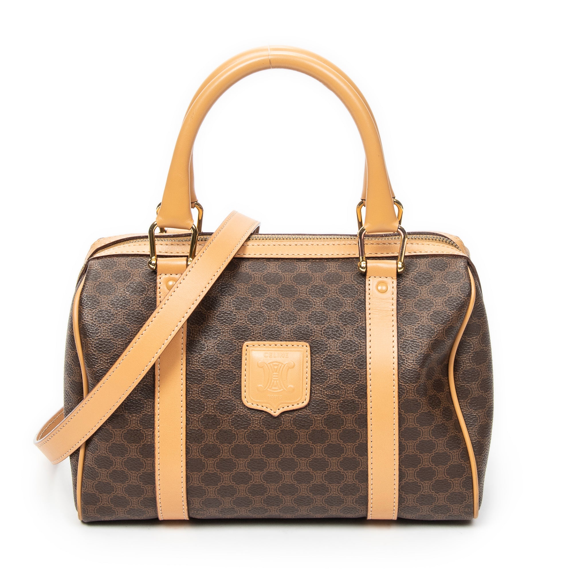Shoulder Bag Mini Boston Brown Macadam Coated Canvas