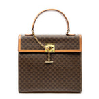 Handbag Vintage Top Handle Flap Brown Macadam Coated Canvas