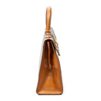 Handbag Vintage Top Handle Flap Brown Macadam Coated Canvas