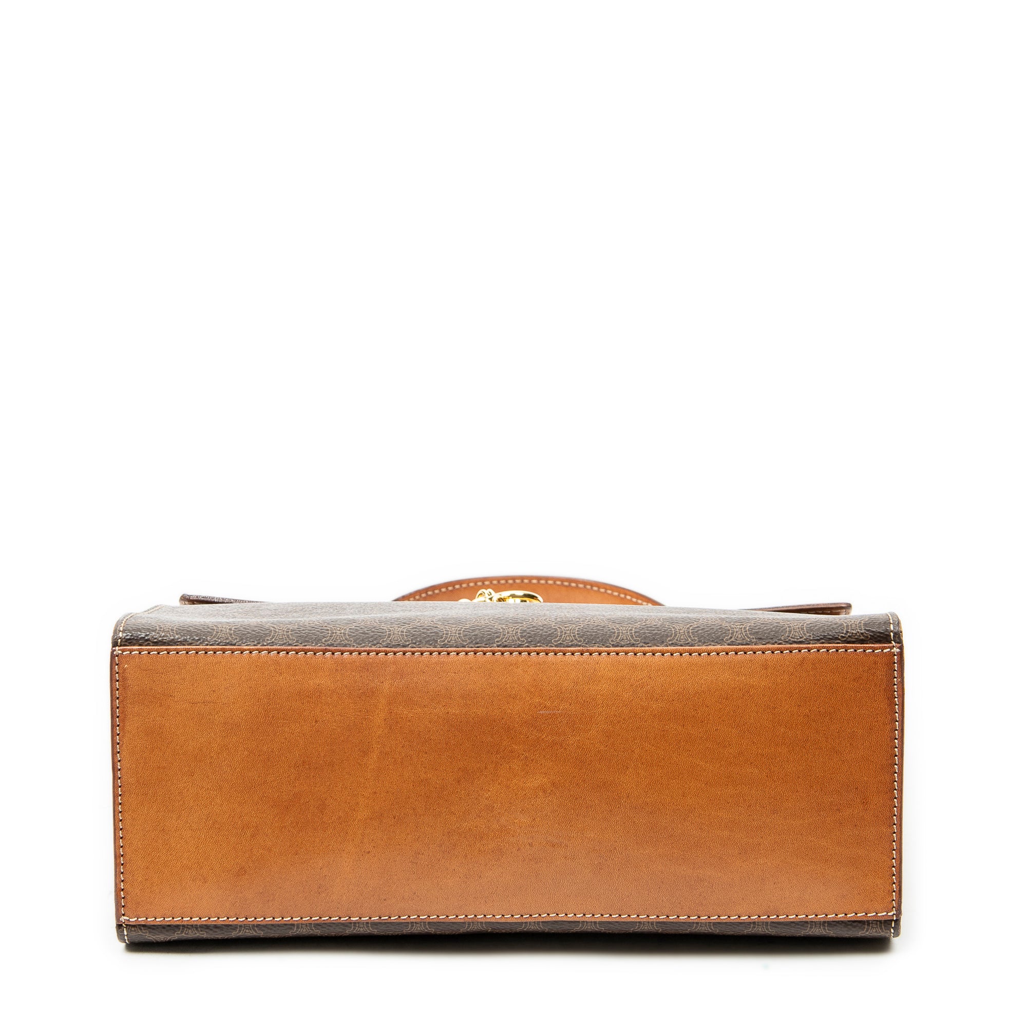 Handbag Vintage Top Handle Flap Brown Macadam Coated Canvas