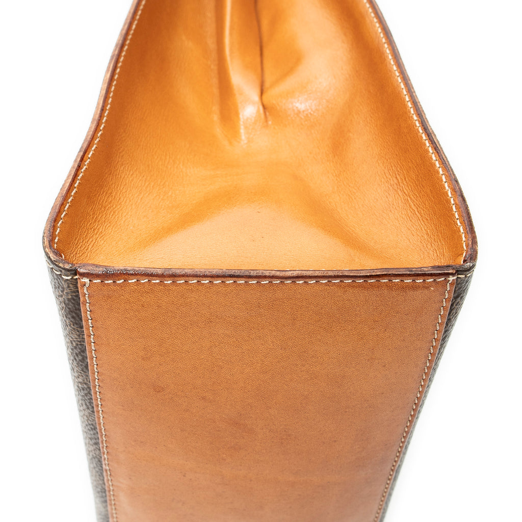 Handbag Vintage Top Handle Flap Brown Macadam Coated Canvas