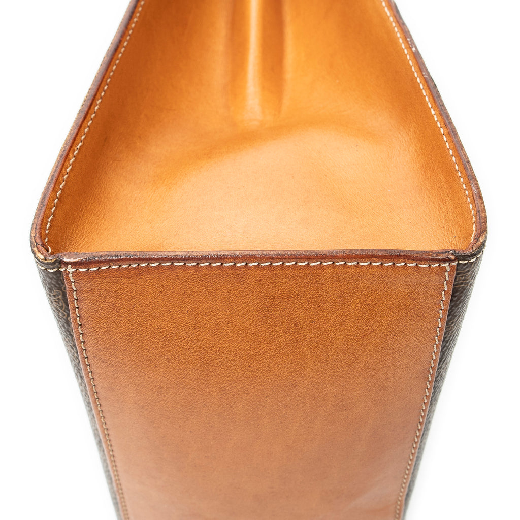 Handbag Vintage Top Handle Flap Brown Macadam Coated Canvas