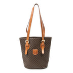 Shoulder Bag Vintage Bucket Tote Brown Macadam Coated Canvas