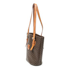 Shoulder Bag Vintage Bucket Tote Brown Macadam Coated Canvas