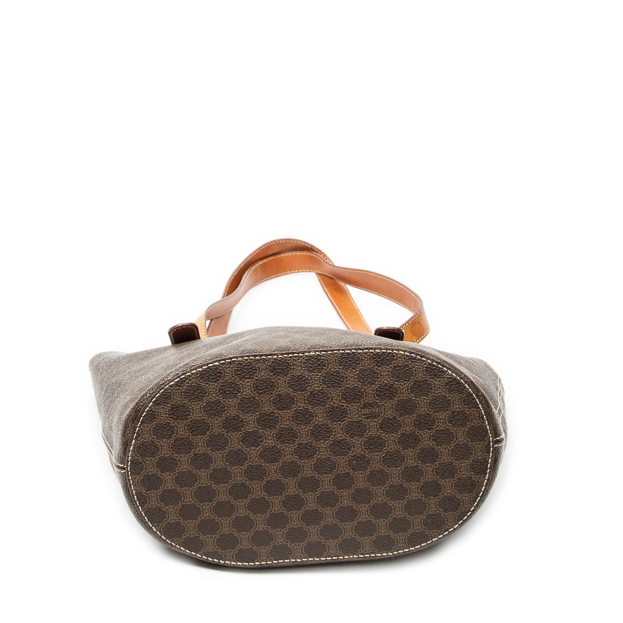 Shoulder Bag Vintage Bucket Tote Brown Macadam Coated Canvas