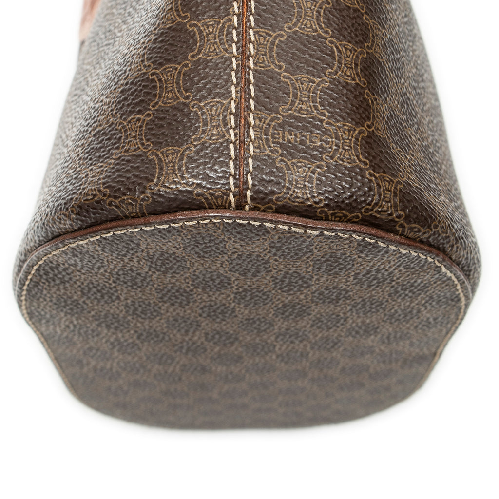 Shoulder Bag Vintage Bucket Tote Brown Macadam Coated Canvas
