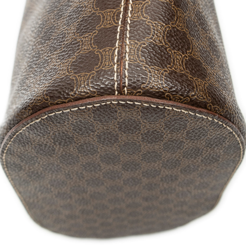 Shoulder Bag Vintage Bucket Tote Brown Macadam Coated Canvas