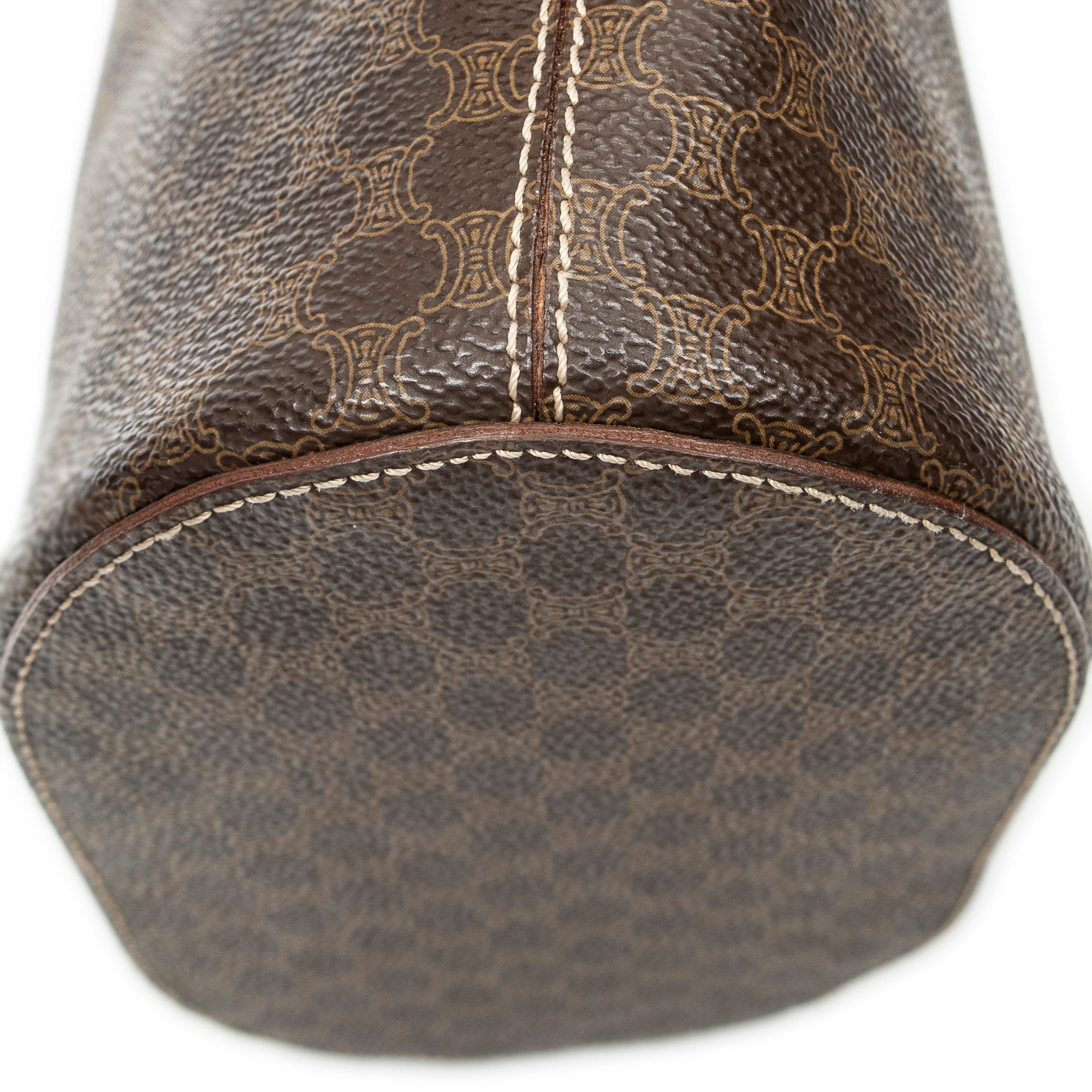 Shoulder Bag Vintage Bucket Tote Brown Macadam Coated Canvas