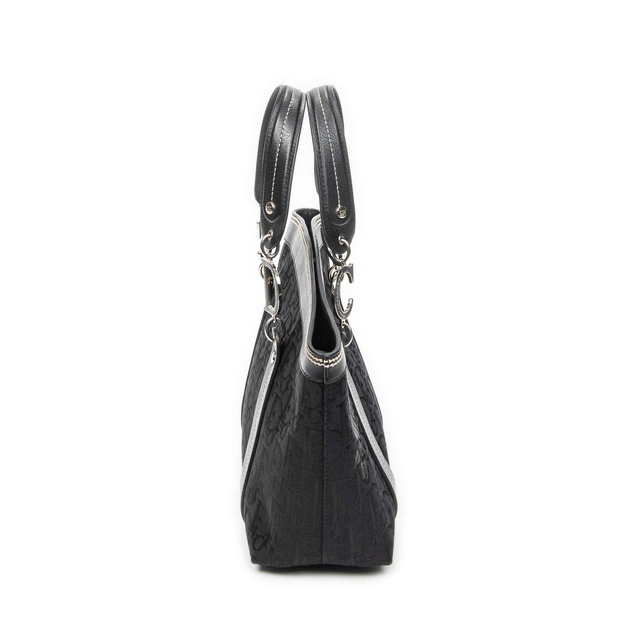 Handbag Vintage Embroidered Trotter Tote Black Embroidered Diorissimo Canvas