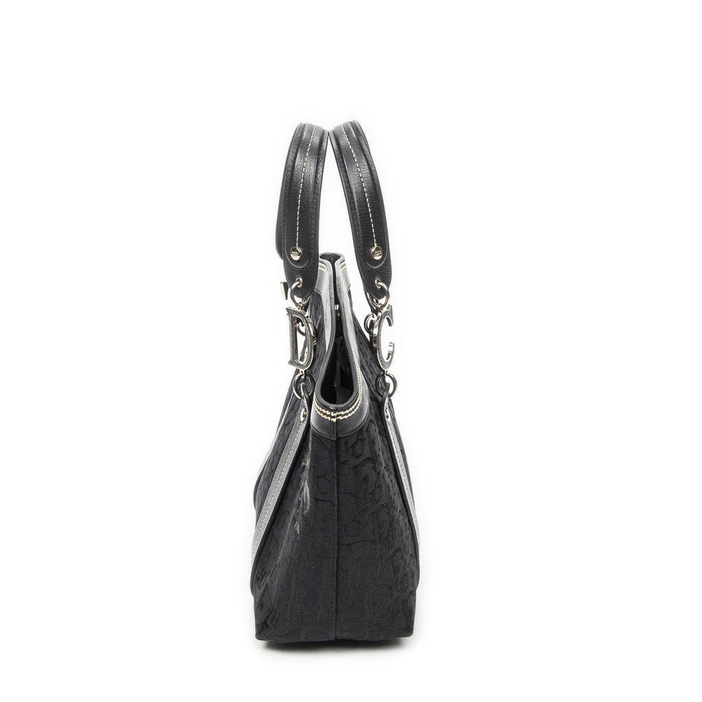 Handbag Vintage Embroidered Trotter Tote Black Embroidered Diorissimo Canvas