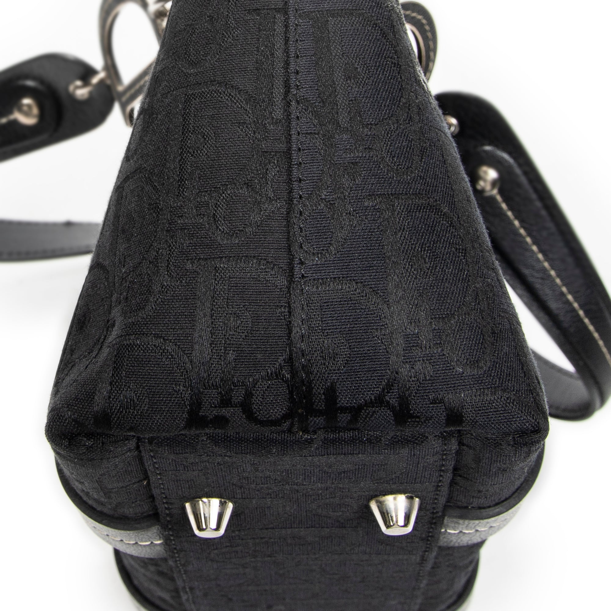 Handbag Vintage Embroidered Trotter Tote Black Embroidered Diorissimo Canvas