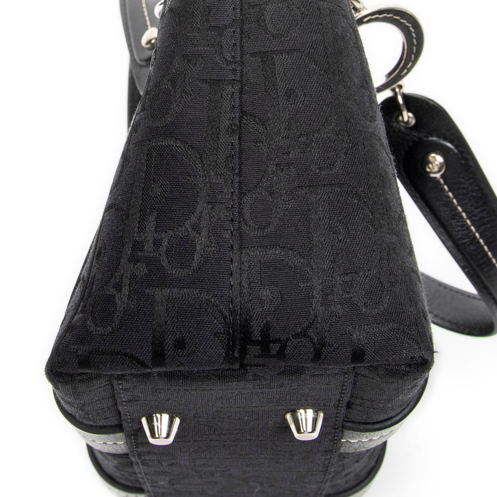 Handbag Vintage Embroidered Trotter Tote Black Embroidered Diorissimo Canvas
