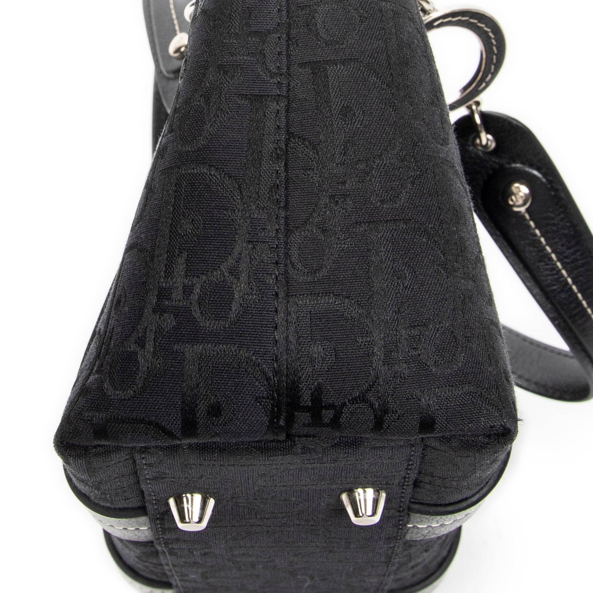 Handbag Vintage Embroidered Trotter Tote Black Embroidered Diorissimo Canvas