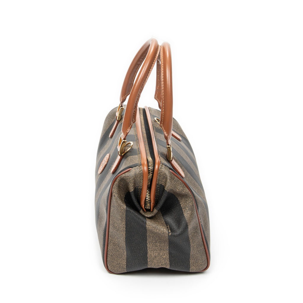 Handbag Small Pequin Frame Boston Tan Pequin Stripe Coated Canvas