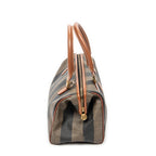 Handbag Small Pequin Frame Boston Tan Pequin Stripe Coated Canvas