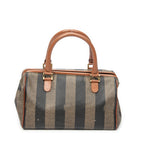 Handbag Small Pequin Frame Boston Tan Pequin Stripe Coated Canvas