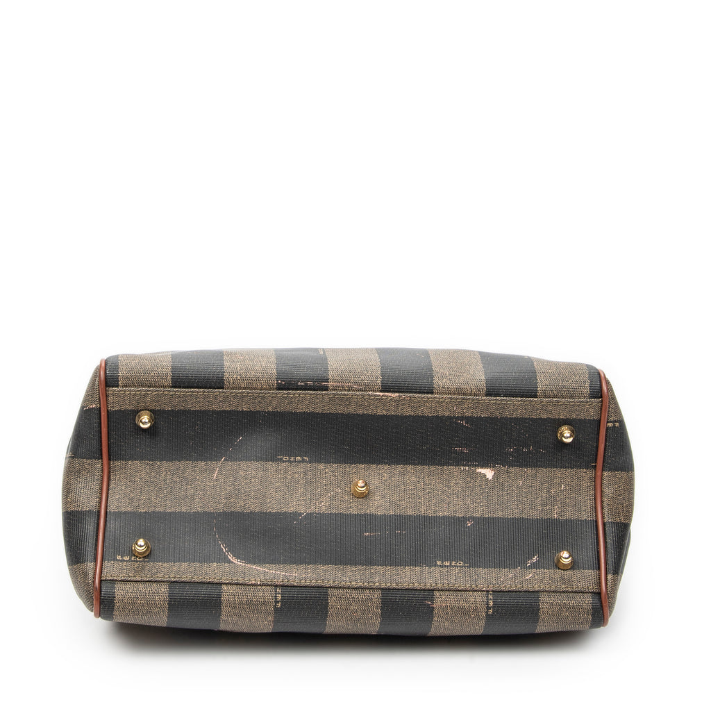 Handbag Small Pequin Frame Boston Tan Pequin Stripe Coated Canvas