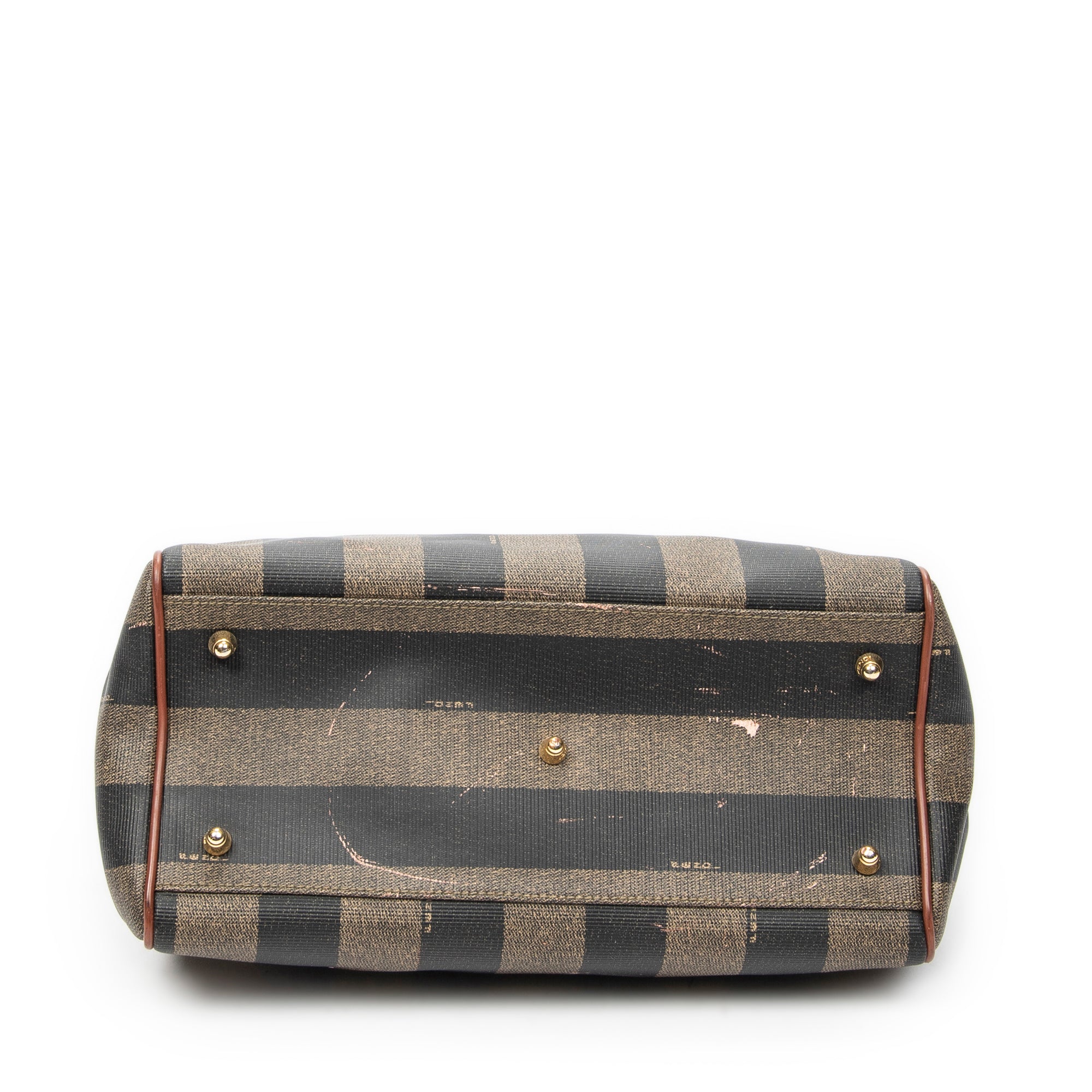 Handbag Small Pequin Frame Boston Tan Pequin Stripe Coated Canvas