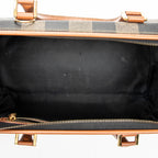 Handbag Small Pequin Frame Boston Tan Pequin Stripe Coated Canvas