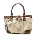 Sac porté épaule Sukey, anse supérieure, toile monogrammée beige