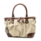 Sac porté épaule Sukey, anse supérieure, toile monogrammée beige