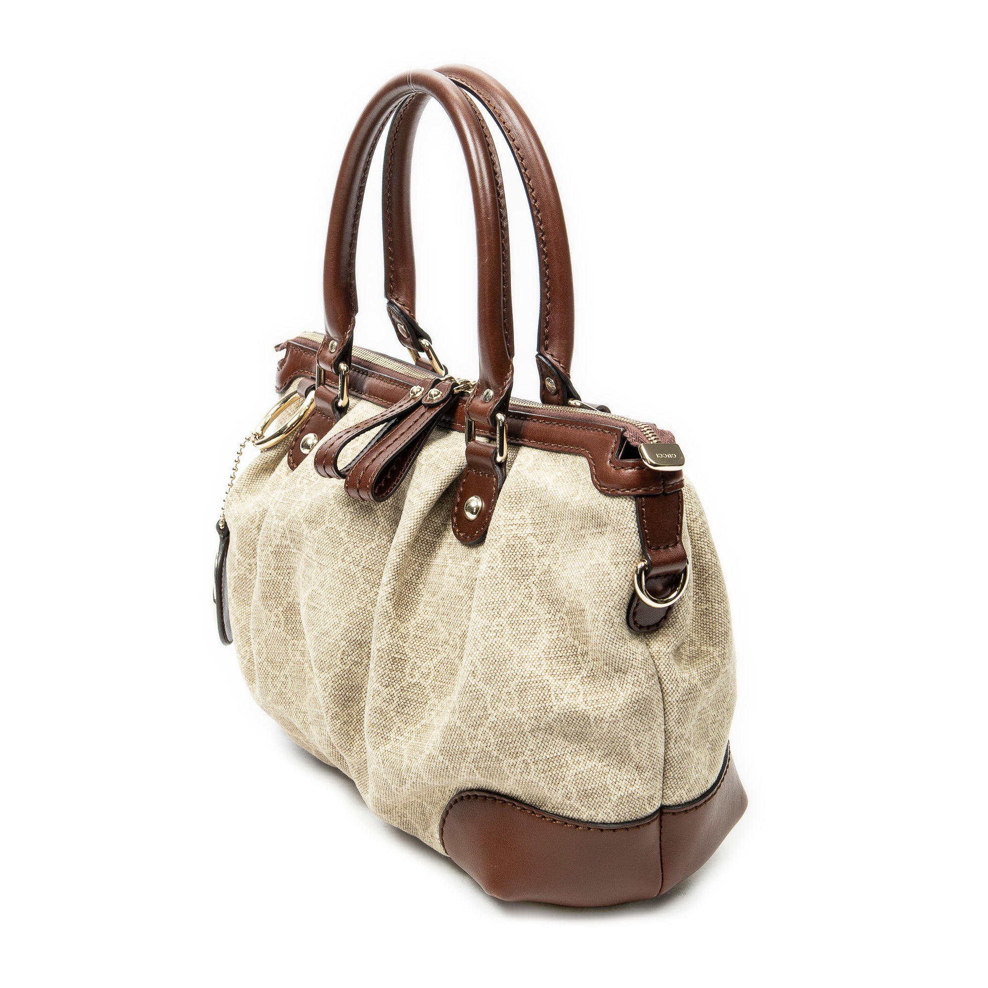 Shoulder Bag Sukey Top Handle Beige Monogrammed Canvas