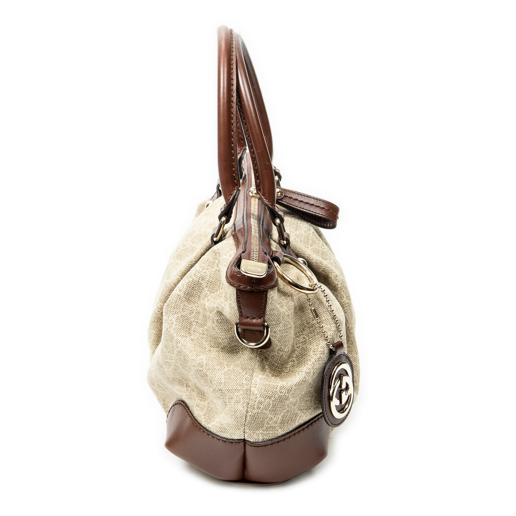 Shoulder Bag Sukey Top Handle Beige Monogrammed Canvas