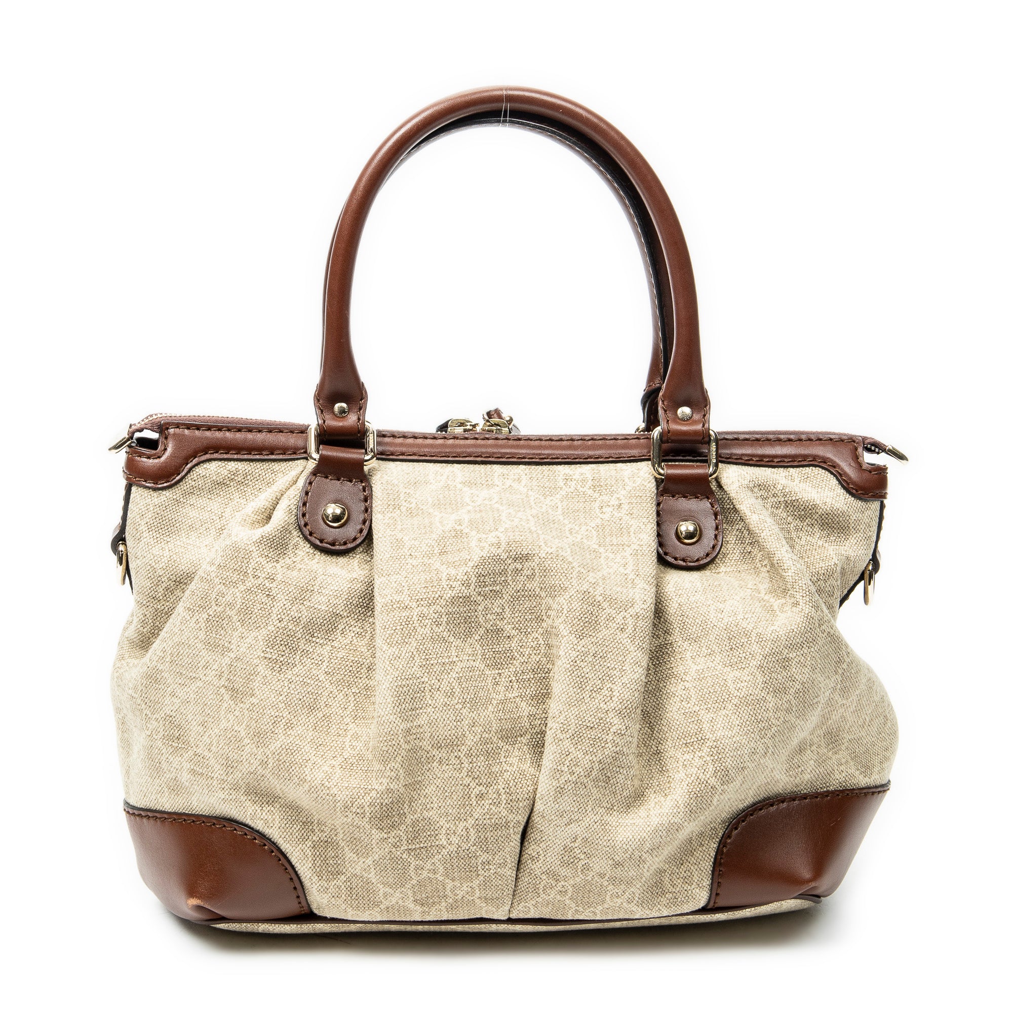 Shoulder Bag Sukey Top Handle Beige Monogrammed Canvas