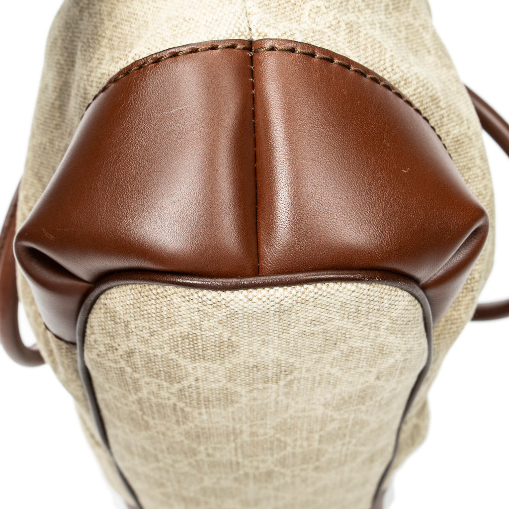 Sac porté épaule Sukey, anse supérieure, toile monogrammée beige