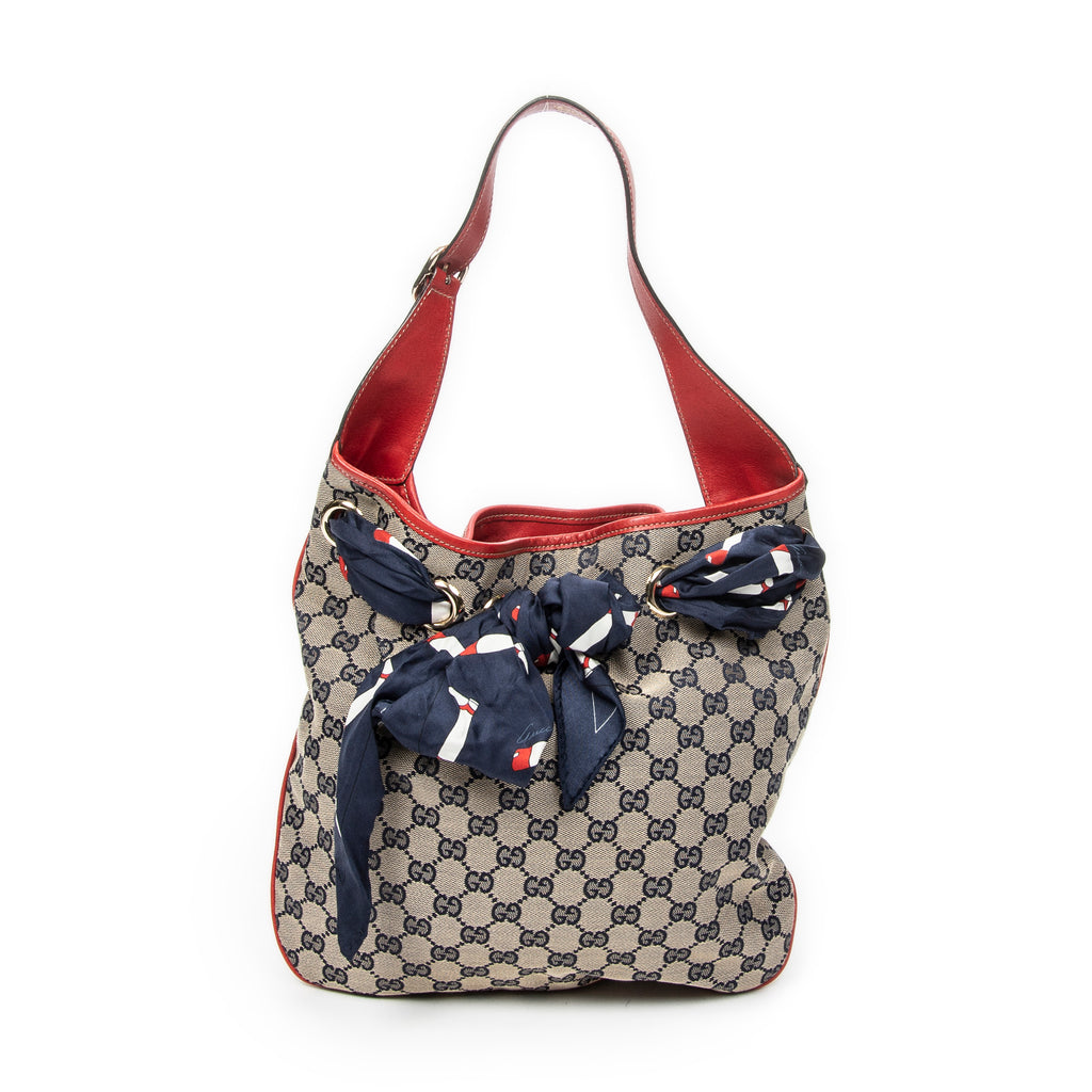 Shoulder Bag Small Positano Hobo Beige Monogrammed Canvas