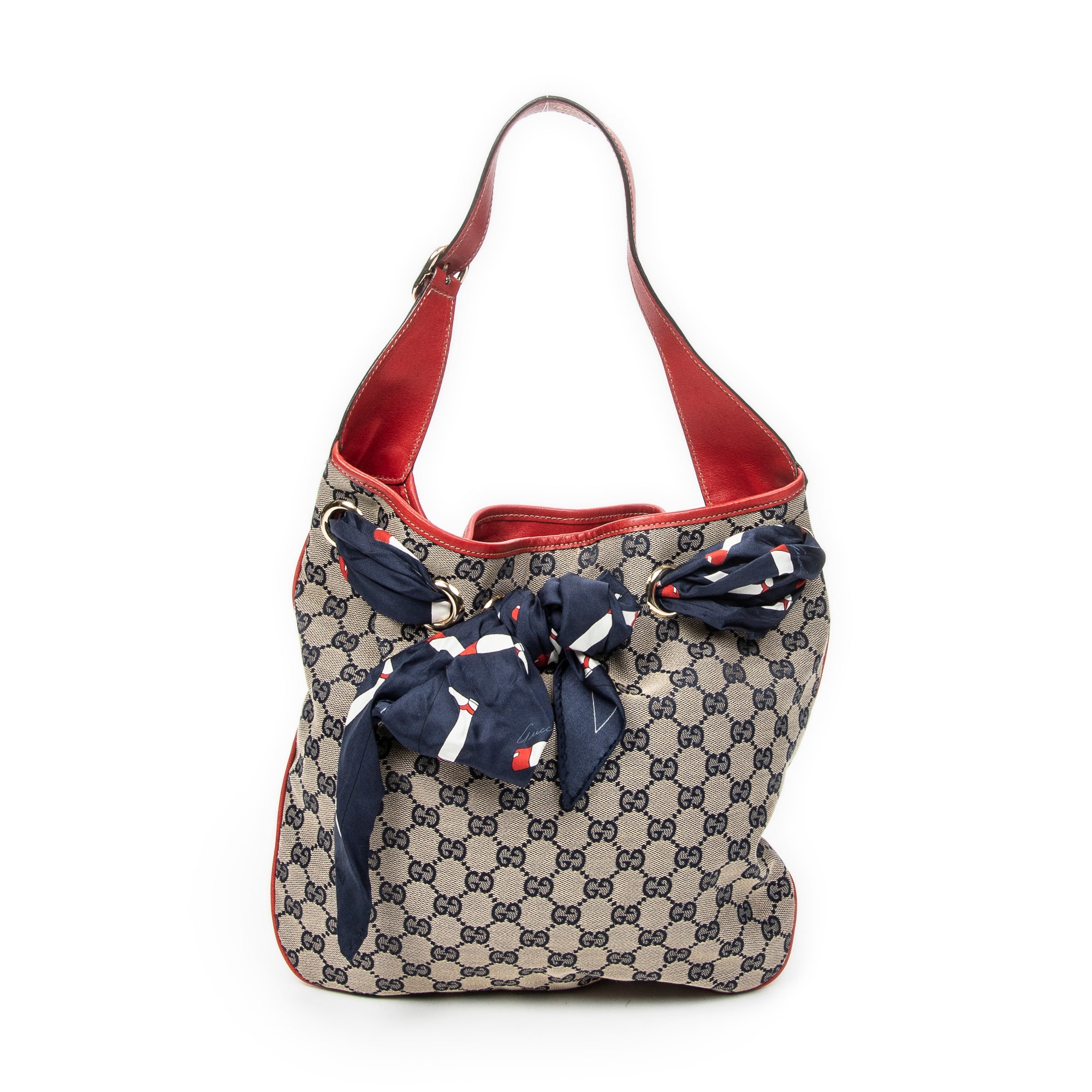 Shoulder Bag Small Positano Hobo Beige Monogrammed Canvas