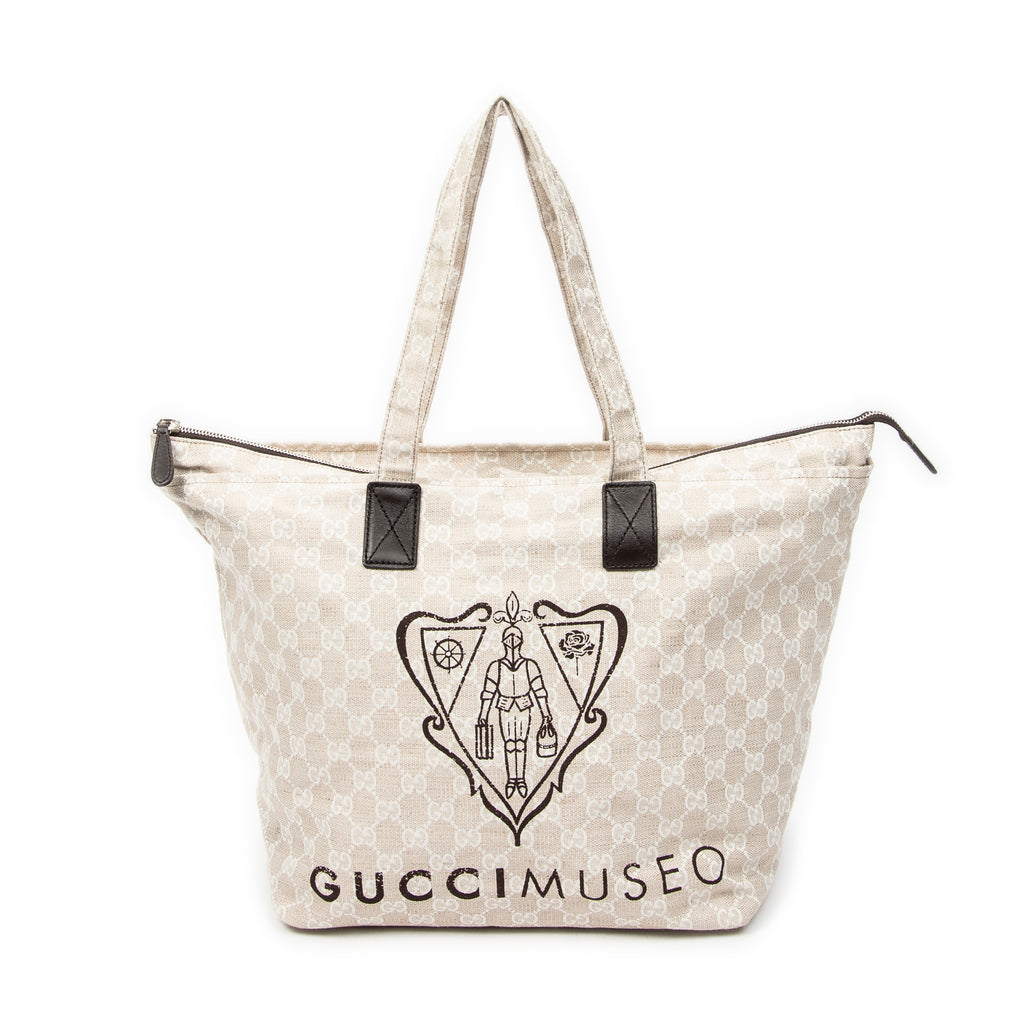 Shoulder Bag Museo Tote Beige Monogrammed Canvas